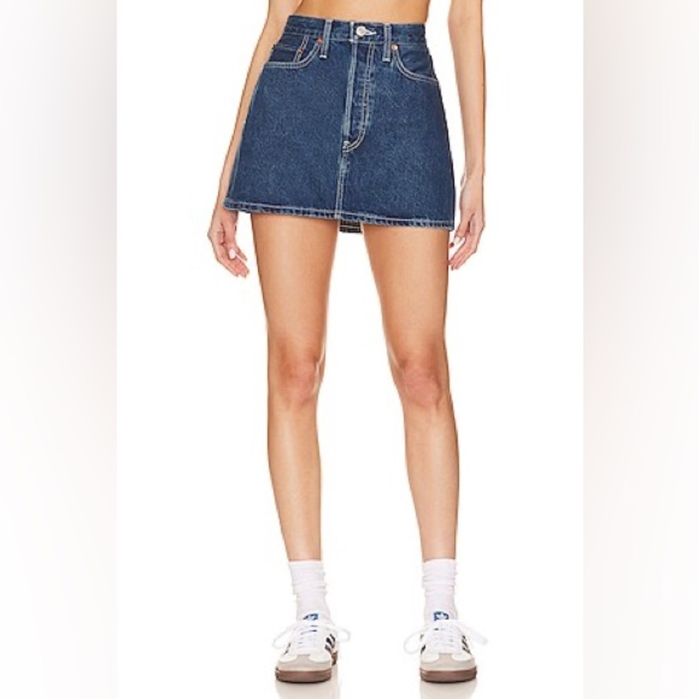 RE/DONE Originals 90s Mini Skirt in Iron Blue Denim Women Size 25 NWT $250 MSRP